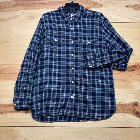 Levis Shirt XL Medium Button Up Long Sleeve Knit Work Wear Red Tab - Picture 2 of 11